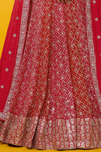 Red Georgette Lehenga Choli for Sangeet with Zari Work