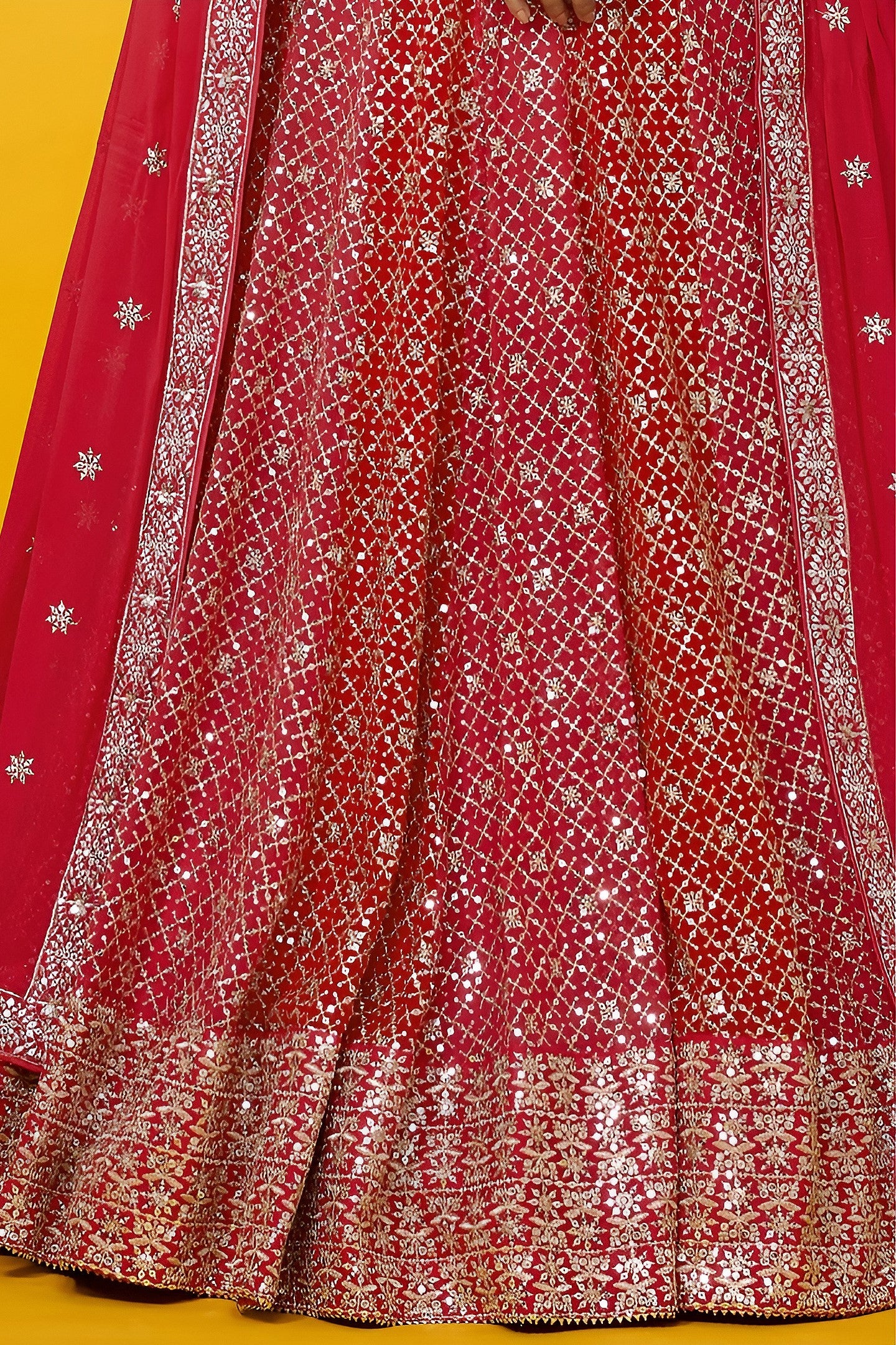 Red Georgette Lehenga Choli for Sangeet with Zari Work