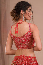 Red Georgette Lehenga Choli for Sangeet with Zari Work