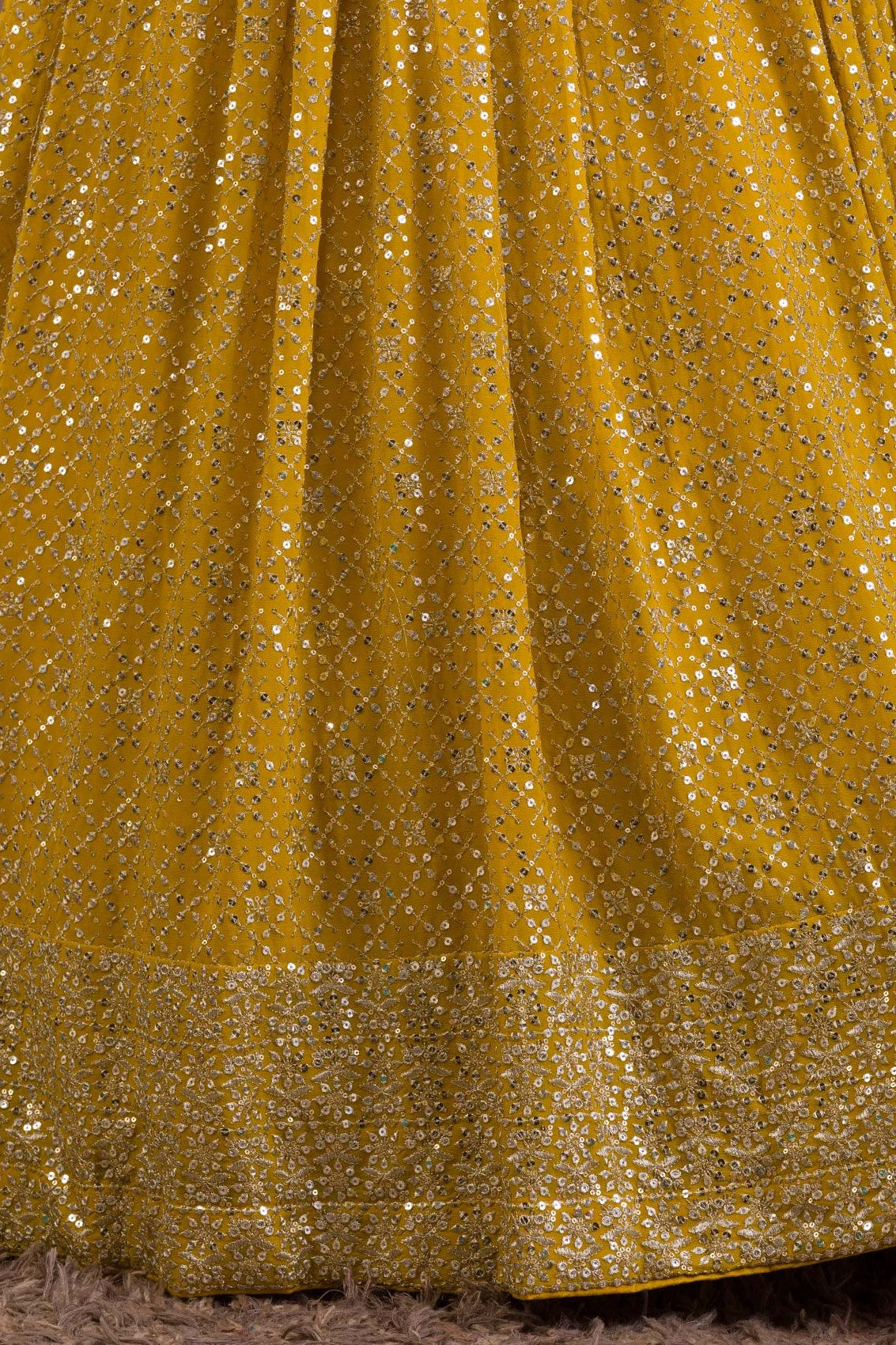 Yellow Georgette Lehenga Choli for Haldi with Zari and Sequins Work