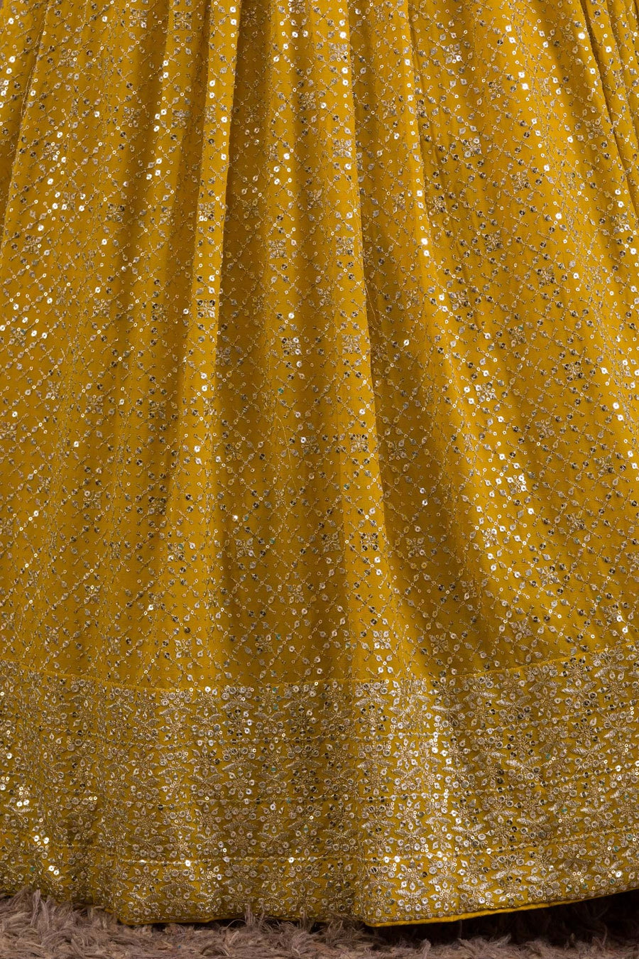 Yellow Georgette Lehenga Choli for Haldi with Zari and Sequins Work