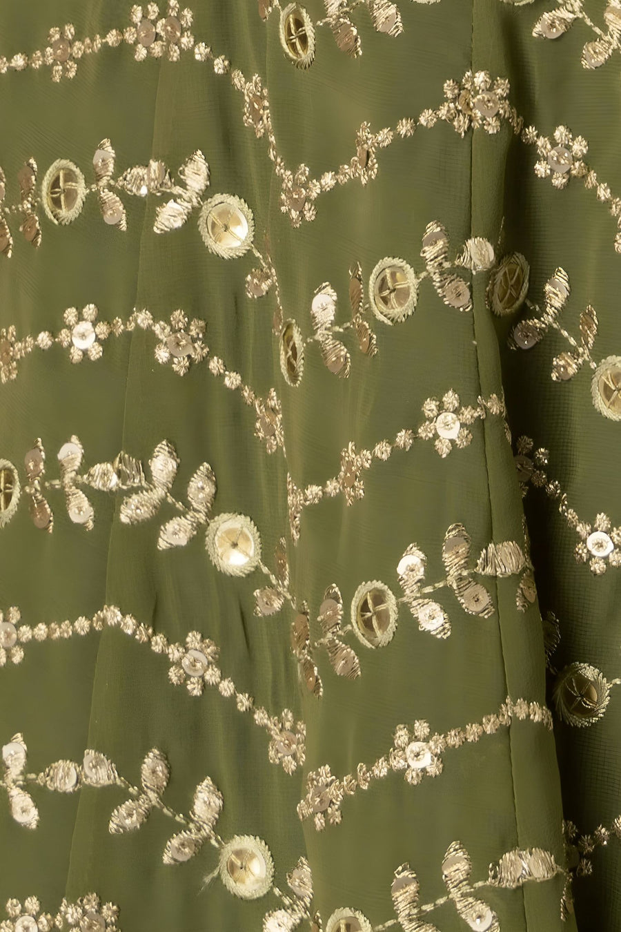 Green Georgette Lehenga Choli for Mehendi with Sequins and Thread Embroidery Work