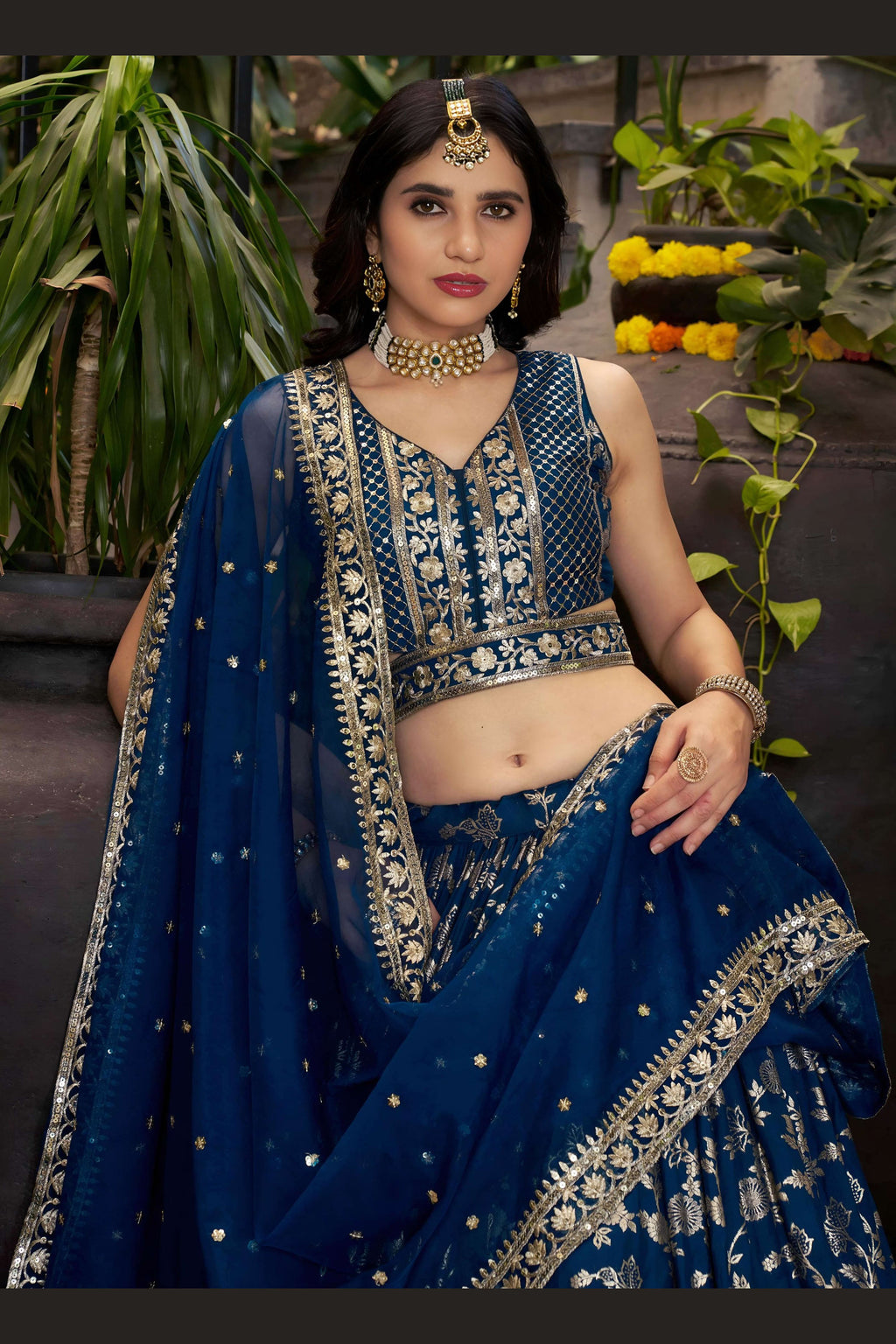Dove Blue Jacquard Silk Lehenga Choli For Indian & Pakistani Wedding Festival - Sequence Embroidery Work, Zari Work