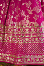 Hot Pink Jacquard Silk Lehenga Choli For Indian & Pakistani Wedding Festival - Sequence Embroidery Work, Zari Work