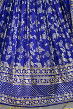 Royal Blue Jacquard Silk Lehenga Choli For Indian & Pakistani Wedding Festival - Sequence Embroidery Work, Zari Work