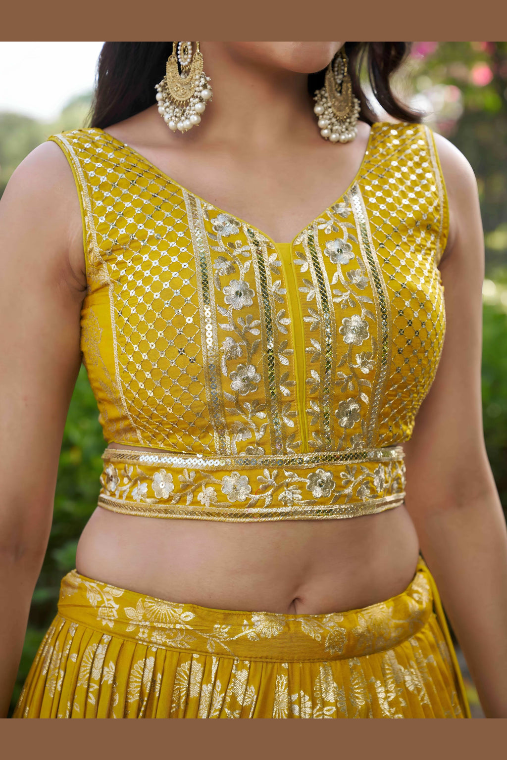 Yellow Jacquard Silk Lehenga Choli For Indian & Pakistani Wedding Festival - Sequence Embroidery Work, Zari Work