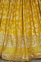 Yellow Jacquard Silk Lehenga Choli For Indian & Pakistani Wedding Festival - Sequence Embroidery Work, Zari Work