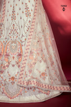 White Pakistani Georgette Lehenga Choli For Indian Festivals & Weddings - Sequence Embroidery Work, Thread Embroidery Work, Zari Work, Zarkan Work