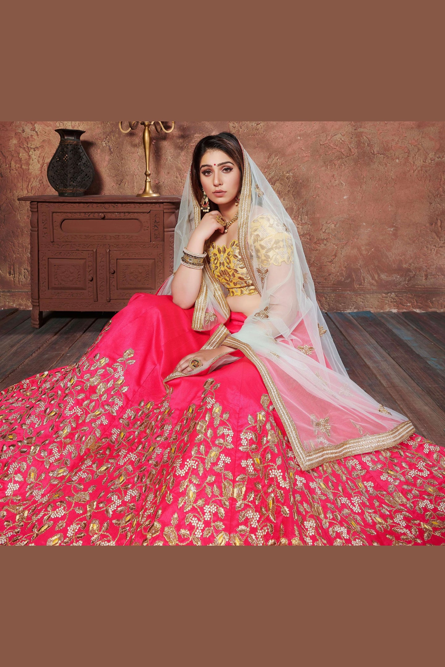 Pink Mulberry Silk Lehenga Choli For Indian & Pakistani Wedding Festival - Sequins & Thread Embroidery Work, Dori Work