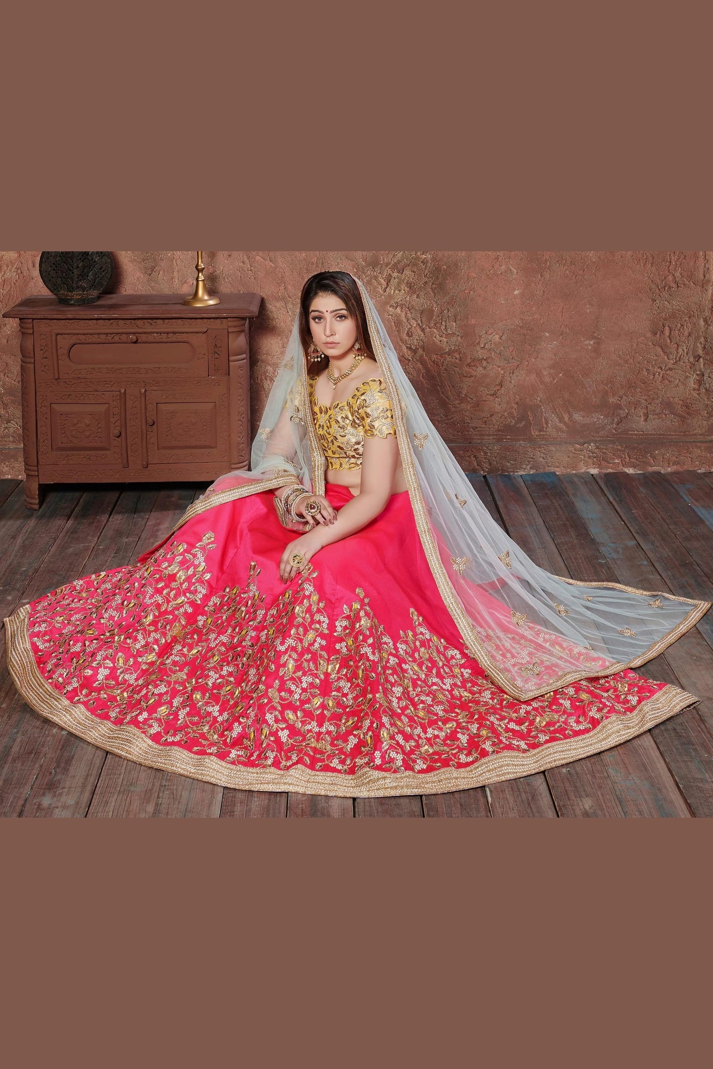 Pink Mulberry Silk Lehenga Choli For Indian & Pakistani Wedding Festival - Sequins & Thread Embroidery Work, Dori Work