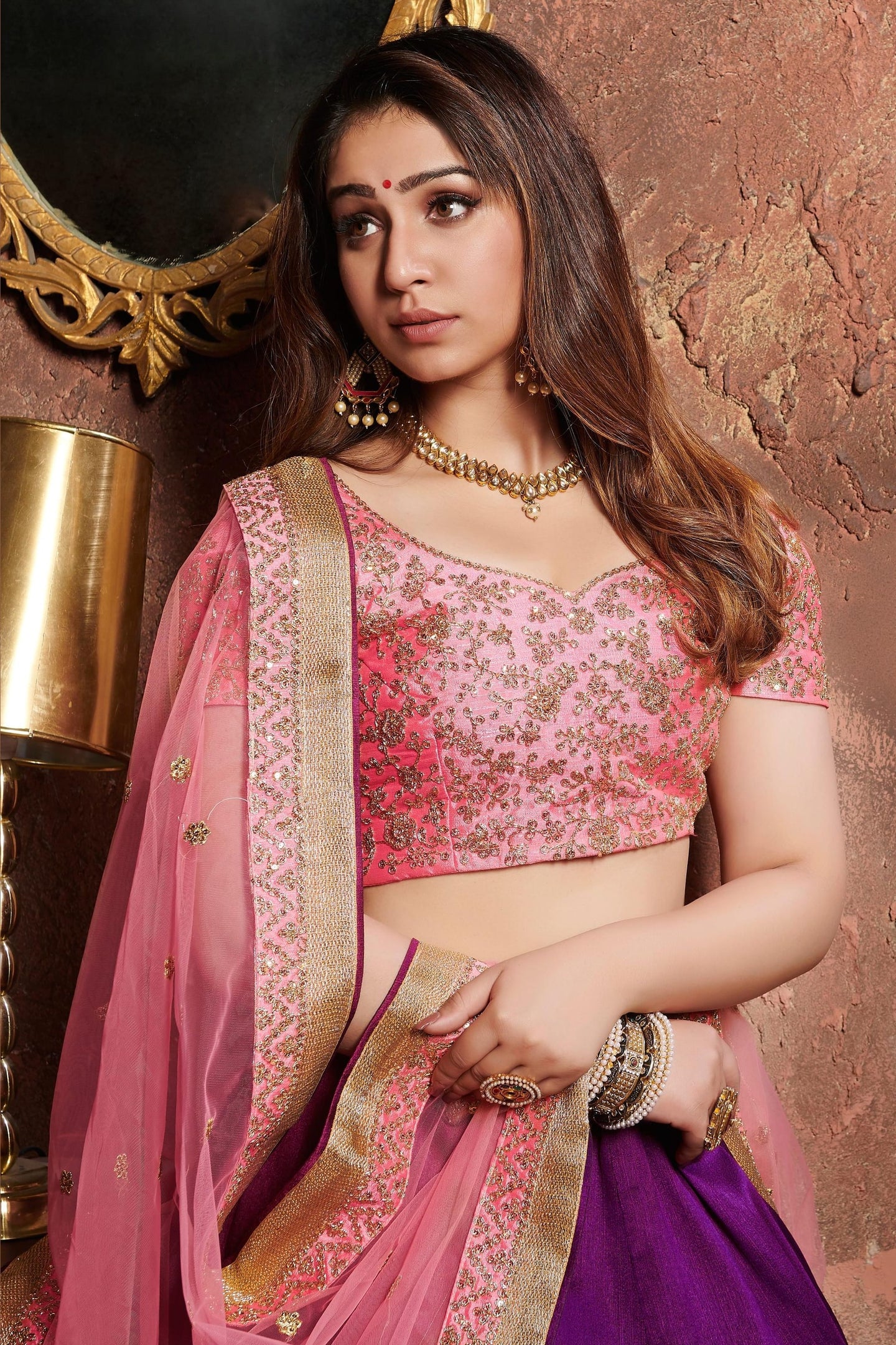 Purple Mulberry Silk Lehenga Choli For Indian & Pakistani Wedding Festival - Sequins & Thread Embroidery Work, Dori Work, Zari Work