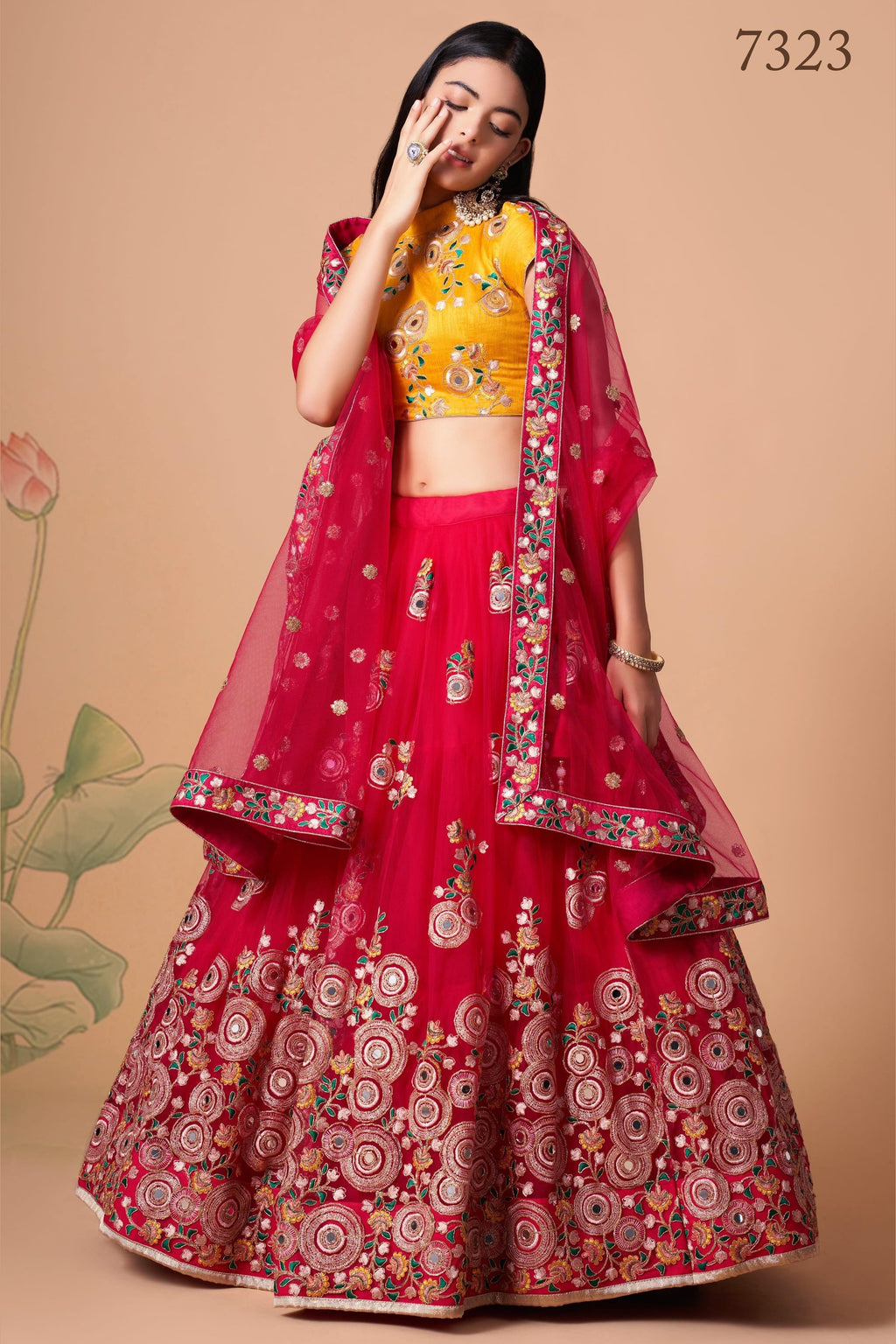 Red Art Silk Lehenga Choli For Indian & Pakistani Wedding Festival - Sequins & Thread Embroidery Work, Zari Work, Real Mirror Work, Mirr