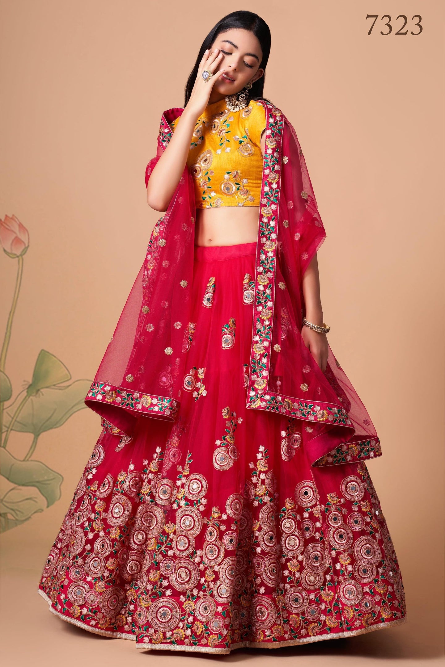 Red Art Silk Lehenga Choli For Indian & Pakistani Wedding Festival - Sequins & Thread Embroidery Work, Zari Work, Real Mirror Work, Mirr