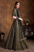 Black Raw Silk Lehenga for Women with Zari and Sequins
