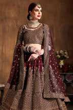 Burgundy Raw Silk Lehenga for Wedding with Zari and Sequins
