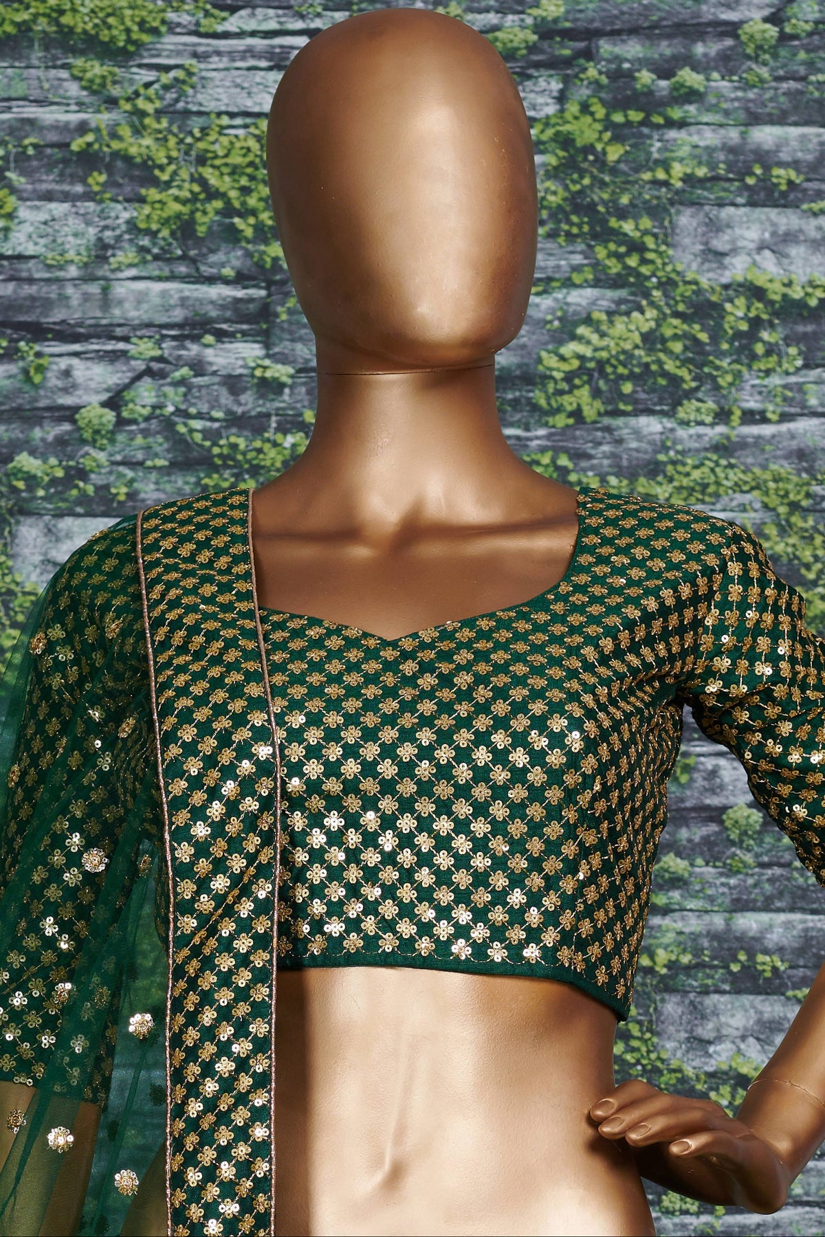 Green Raw Silk Lehenga for Wedding with Zari Sequins Work