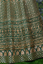 Green Raw Silk Lehenga for Wedding with Zari Sequins Work