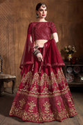 Red Art Silk Lehenga for Wedding with Zari and Sequins Work