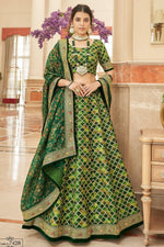 Green Art Silk Lehenga Choli For Indian & Pakistani Wedding Festival - Sequins & Thread Embroidery Work, Dori Work, Zari Work