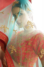 Rose Pink Banglori Silk Flower Lehenga Choli For Indian & Pakistani Wedding Festival - Sequins & Thread Embroidery Work, Dori Work, Zari Work, Print Work