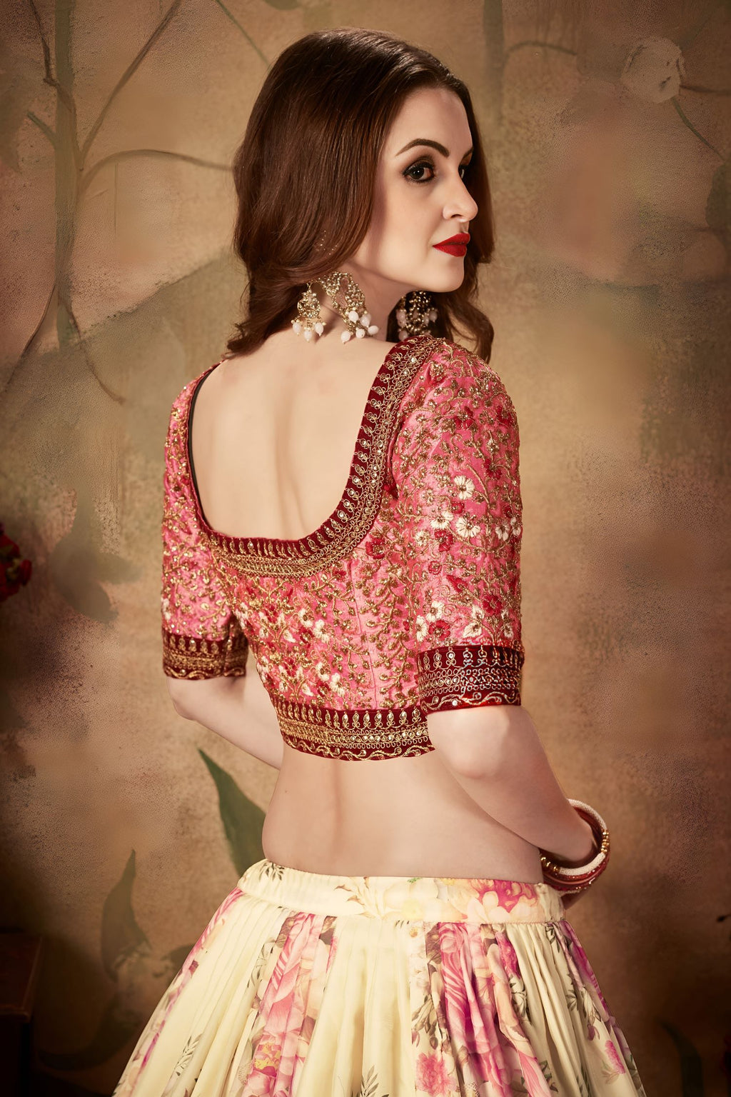 Being Slub Silk Floral Lehenga for Women with Zari and Sequins Work