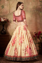 Being Slub Silk Floral Lehenga for Women with Zari and Sequins Work