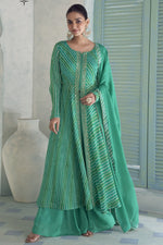 Emerald Green Indian Wedding Reception Dress - Kameez with Plazo