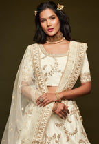 Embroidered Lehenga with Cream Art Silk Dori Zari Work