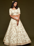 Embroidered Lehenga with Cream Art Silk Dori Zari Work