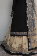 Blue Georgette Pakistani Net Salwar Suit Salwar Kameez for Wedding Embroidery Work - hem and footwear detail