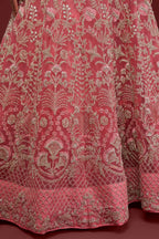 Rani Net Pastel Lehenga Choli with Zari and Dori Work