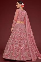 Pink Net Pastel Lehenga with Zari and Dori Work