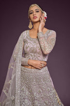 Light Pink Pastel Lehenga with Net Zari and Dori Work