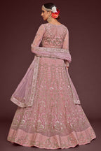 Rose Net Pastel Lehenga with Zari and Dori Embroidery