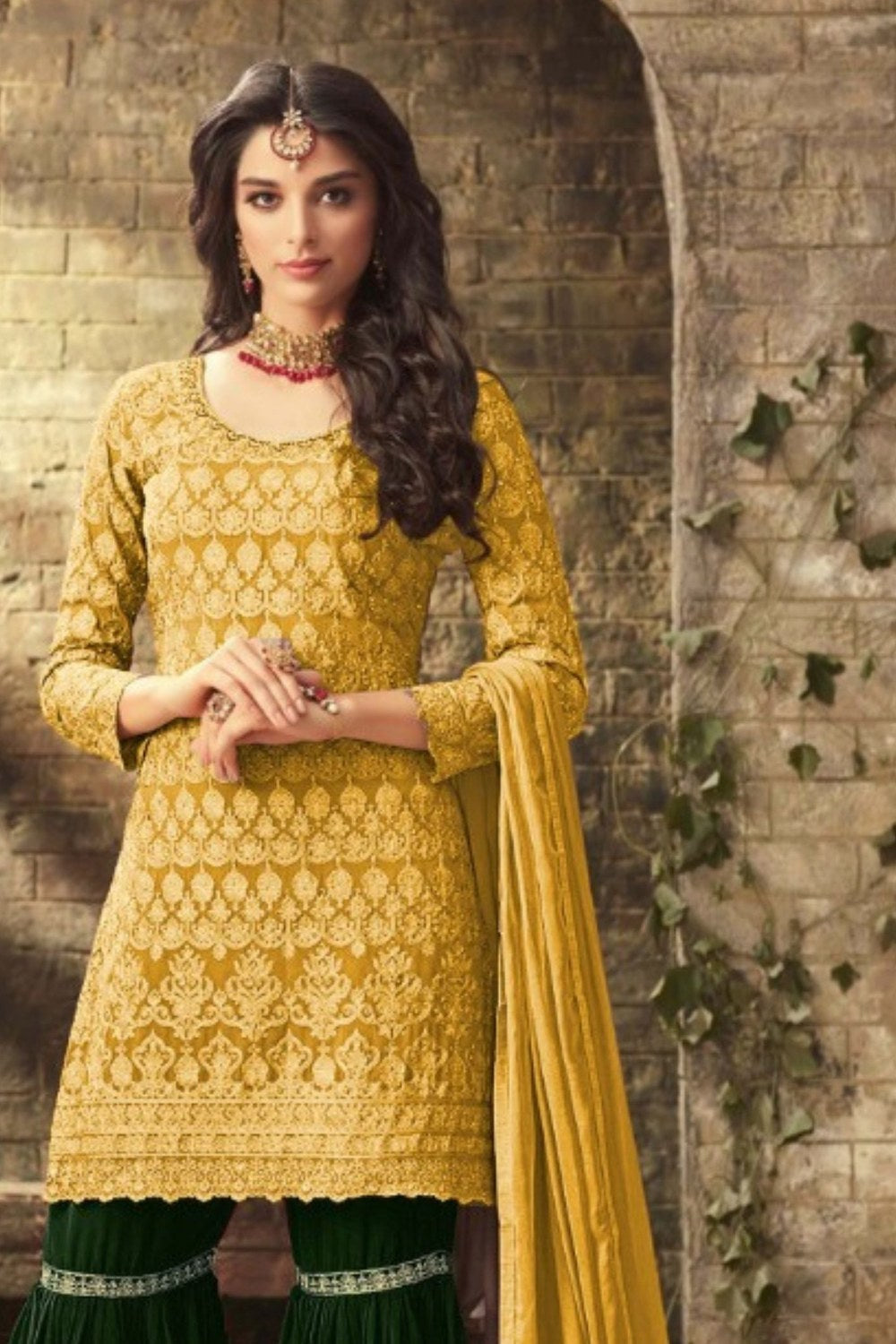 Light Pink Pakistani Georgette Sharara For Wedding Festival Embroidery Work - close-up view