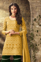 Light Pink Pakistani Georgette Sharara For Wedding Festival Embroidery Work - close-up view