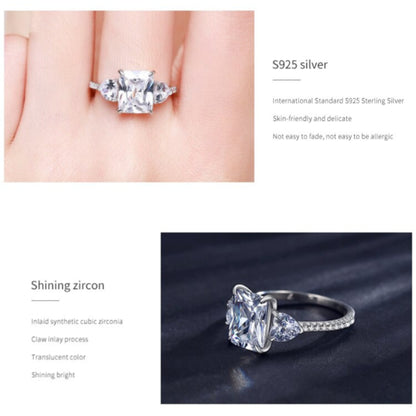 Exquisite Luxury Rectangle 3CT CZ Ring - 925 Sterling Silver Rings For Women Wedding Engagement Fine Female Jewelry