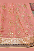 Pink Georgette Lehenga Choli For Indian & Pakistani Wedding Festival - Sequins & Thread Embroidery Work, Zari Work, Dori Work, Embroidery Work, Print Work
