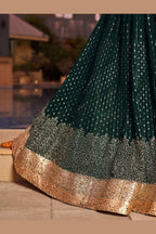 Green Georgette Lehenga Choli For Indian & Pakistani Wedding Festival - Sequins & Thread Embroidery Work