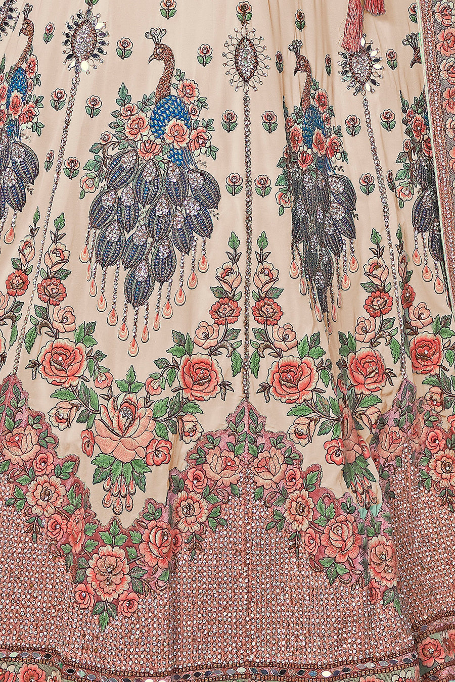 White Pakistani Velvet Lehenga Choli For Indian Festivals & Weddings - Embroidery Work,