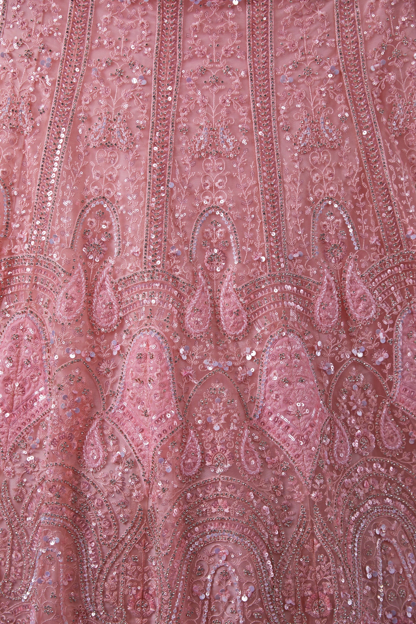 Pink Net Lehenga Choli For Indian Festivals & Weddings - Sequence Embroidery Work, Beads Work, Thread Embroidery Work