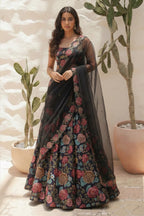 Multi Bhagalpuri Silk Lehenga Choli For Indian & Pakistani Wedding Festival - Print Work