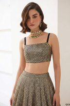 Brown Jacquard Silk Sleeveless Lehenga Choli with Jacquard Work