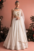 White Party Wear Lehenga Choli with Bead Embroidery