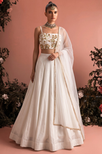 White Party Wear Lehenga Choli with Bead Embroidery