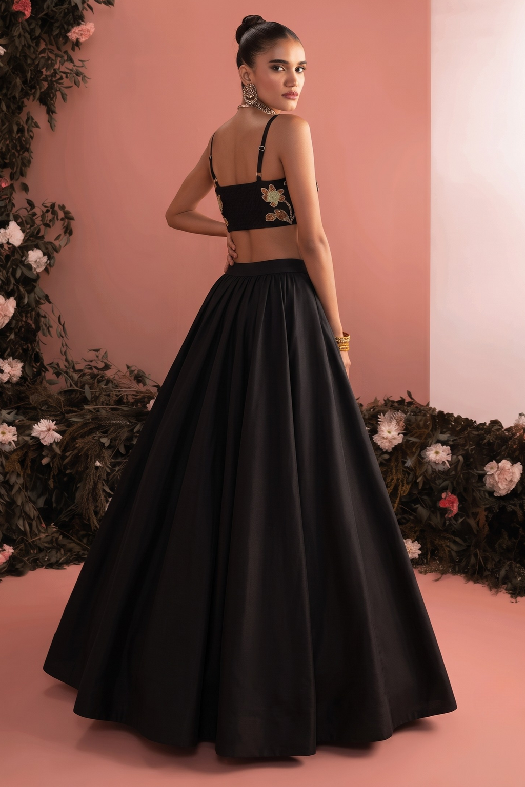 Black Party Wear Lehenga Choli with Bead Embroidery