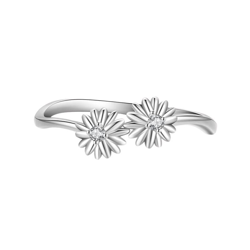 925 Sterling Silver Beautiful Daisy Flower Finger Ring For Women - Simple Design Fine Hypoallergenic Jewelry