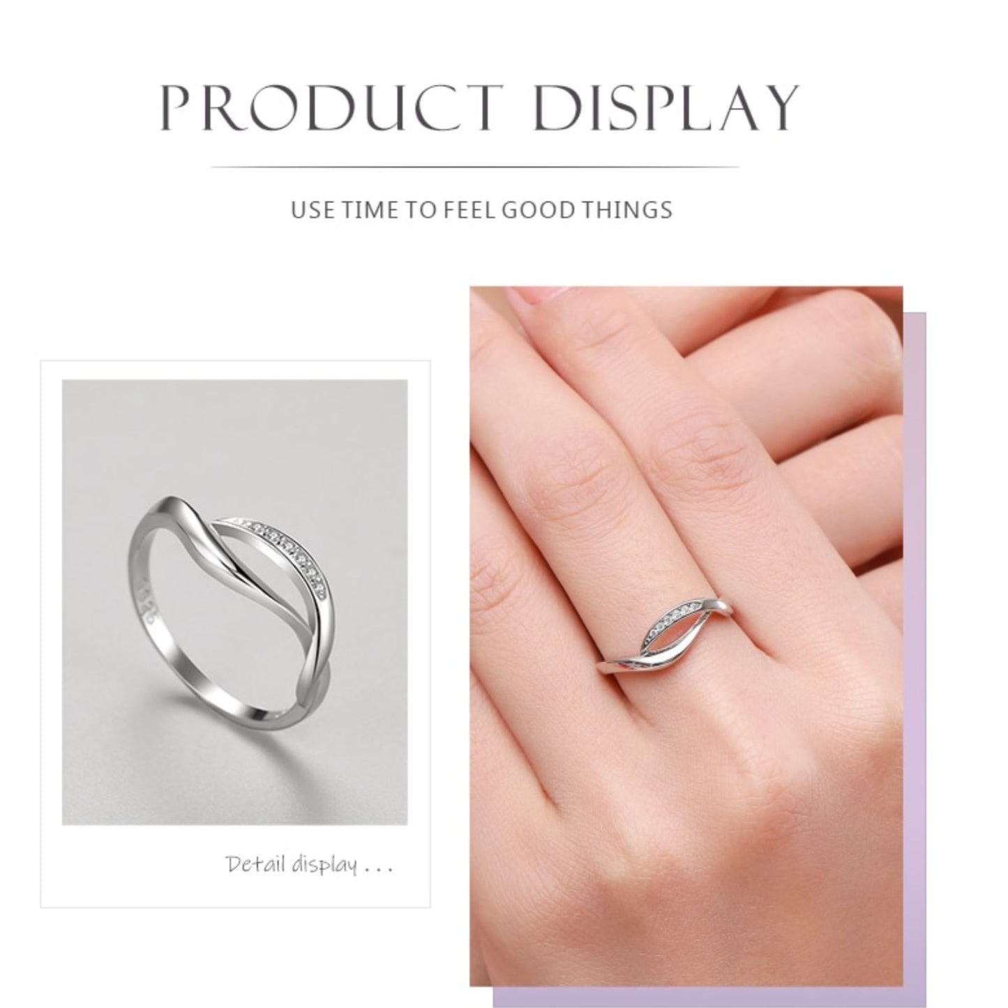 925 Sterling Silver Fashion Asymmetry Line Zircon Finger Ring For Women - Simplicity Wedding Statement Jewelry