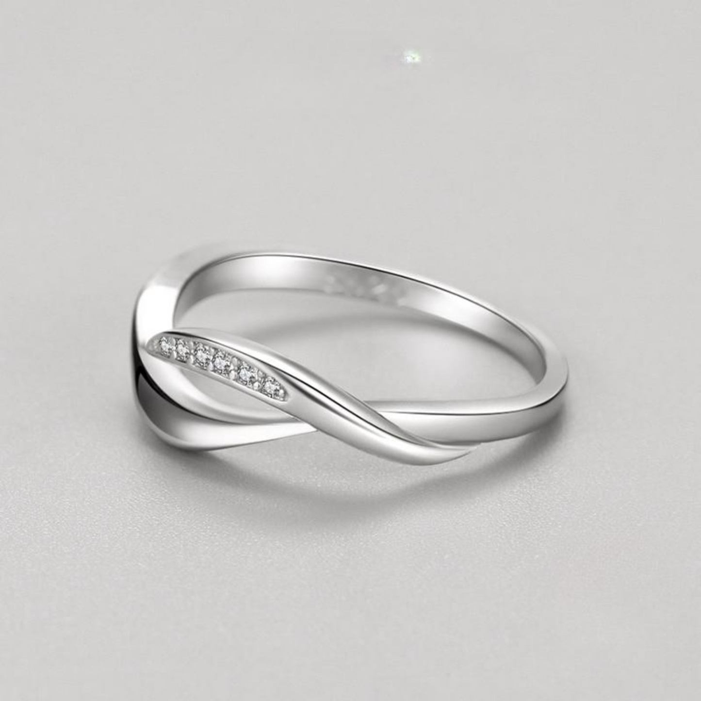 925 Sterling Silver Fashion Asymmetry Line Zircon Finger Ring For Women - Simplicity Wedding Statement Jewelry