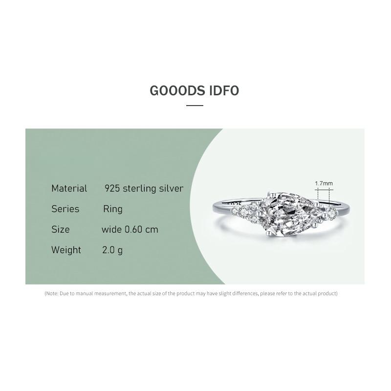 925 Sterling Silver Luxury Water Drop Shape Sparkling Zirconia Rings For Women - Wedding Engagement Fine Jewelry